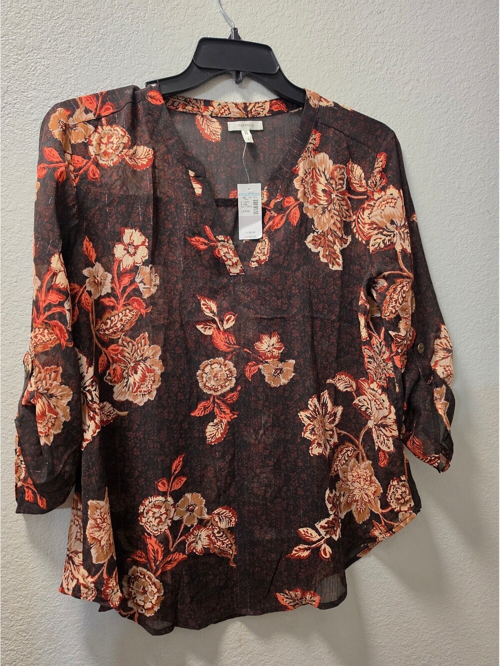 Maurices Women's Floral Long Sleeve Blouse Large